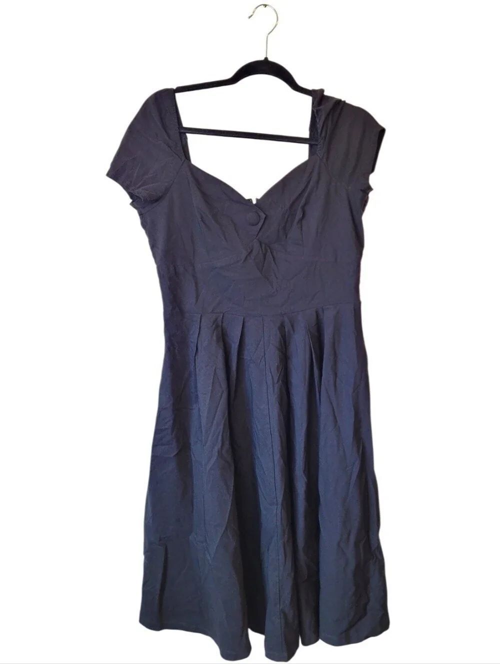 Unique Vintage Classic Black Fit-and-Flare Women's Dress Size 14/XL